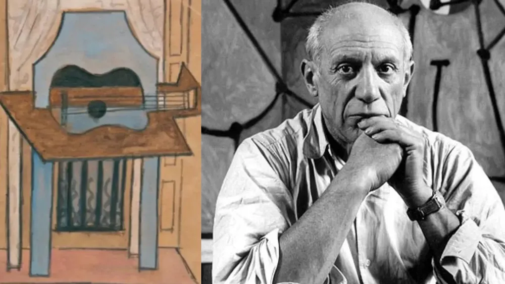 La obra de Picasso de 1919 «Naturaleza muerta con guitarra» iba a exponerse en Granada, España|Foto: Wikimedia Commons  La policía española investiga el paradero del gouache "Naturaleza muerta con guitarra", de 1919, extraviado en circunstancias aún no aclaradas entre su entrega en el centro cultural y su desembalaje.
