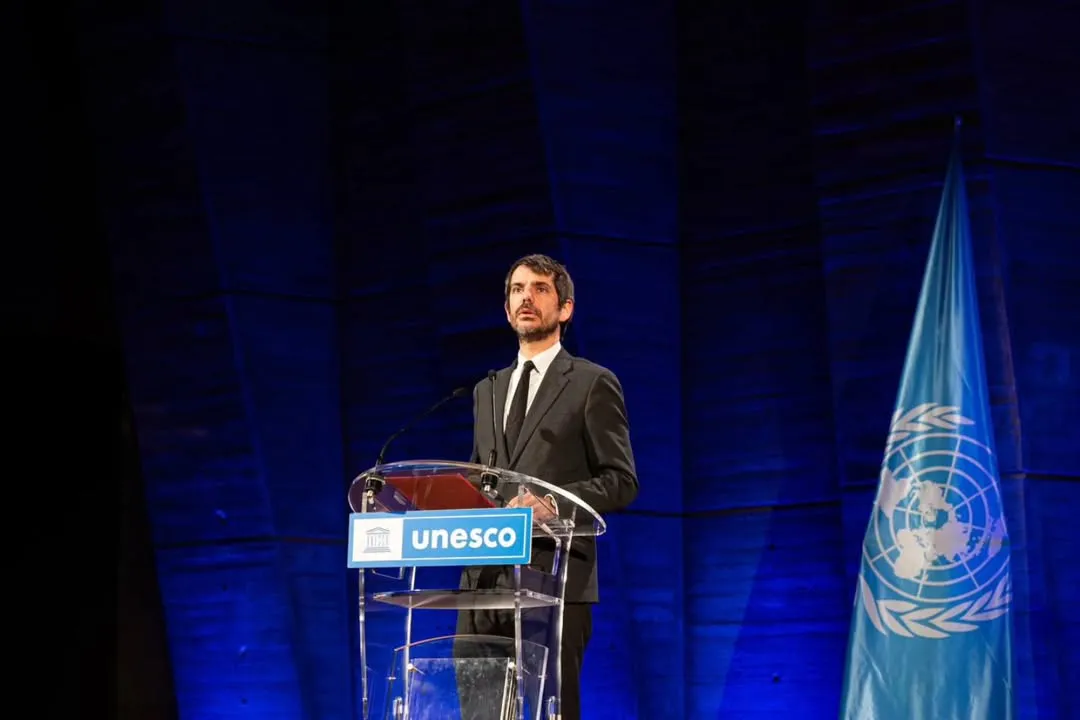 Urtasun en conferencia mundial de la UNESCO (2025)|Foto: Instagram / @e_urtasun l ministro de Cultura Ernest Urtasun afirma que no se puede normalizar la participación israelí "como si nada" y advierte de que "habrá que tomar medidas"