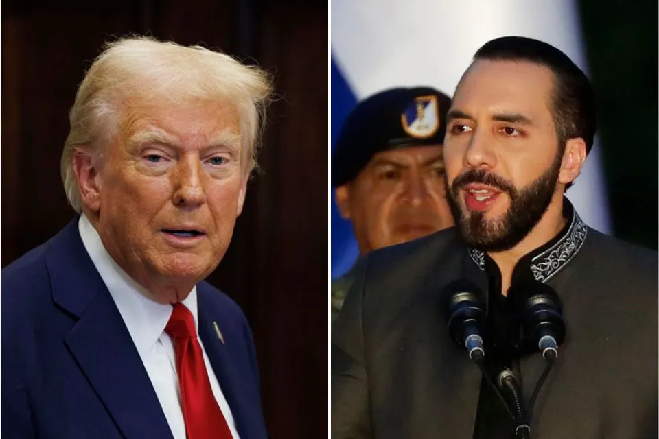 presidente de los Estados Unidos, Donald Trump- El Salvador, Nayib Bukele- Foto: EFE/Rodrigo Sura /Aaron Schwartz /POOL Combo de dos fotografías donde aparecen el presidente de los Estados Unidos, Donald Trump (i), y su homólogo de El Salvador, Nayib Bukele. EFE/ Rodrigo Sura /Aaron Schwartz / POOL