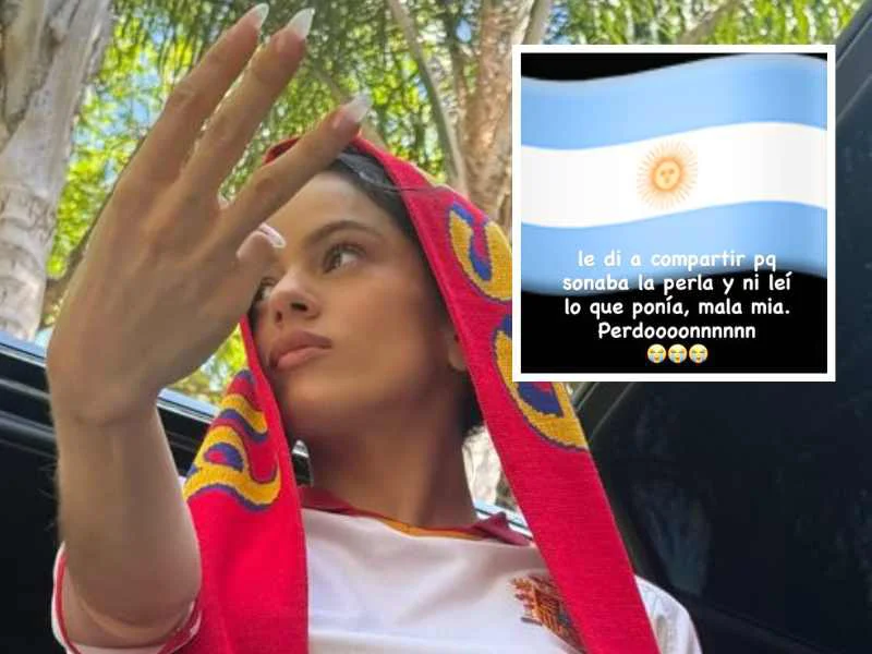 La cantante española Rosalia luciendo una bufanda de la Selección de fútbol de España