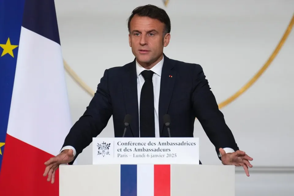 El presidente francés, Emmanuel Macron, durante su discurso. EFE/EPA/Aurelien Morissard