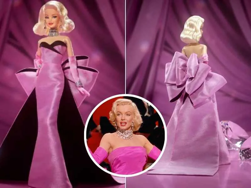 Edición especial de la muñeca Barbie inspirada en Marilyn Monroe luciendo un icónico vestido rosa