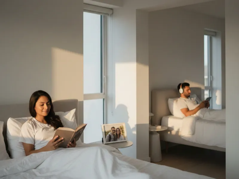 pareja-durmiendo-habitaciones-separadas-tendencia-sleep-divorce-bienestar El ‘divorcio del sueño’ llega a España como solución de salud. Descubre por qué dormir separados mejora la convivencia y el deseo según la ciencia y los expertos