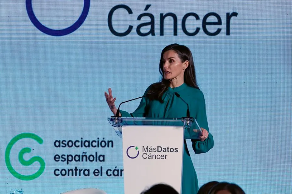 La reina Letizia durante su intervención en el acto institucional del Día Mundial contra el Cáncer. EFE/Javier Lizón
