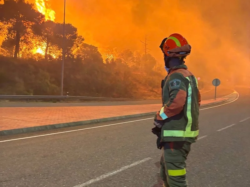 Efectivos de emergencia combatiendo un incendio forestal en la Comunidad de Madrid|Foto: @112cmadrid