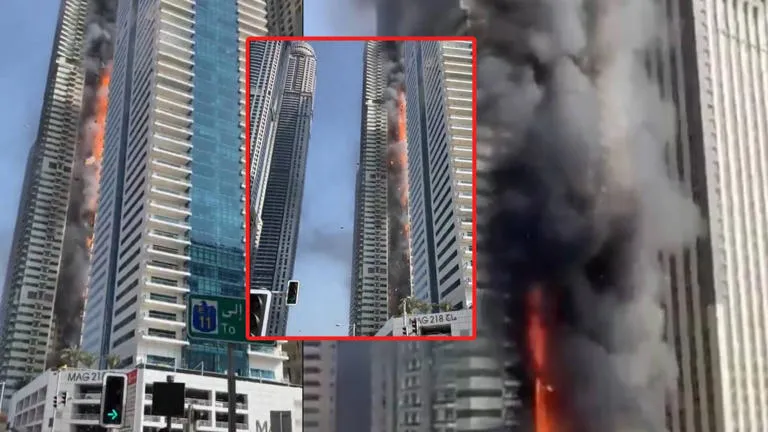 Incendio en un rascacielos en Dubai | Foto: Capture / MSN Las autoridades emiratíes informaron que coordinaron con la promotora inmobiliaria responsable del rascacielos para ofrecer alojamiento temporal a los evacuados. 