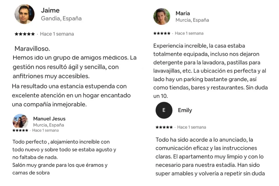 Opiniones de usuarios de la Villa Sancti Spiritu en Airbnb | Créditos: RENTITUP 