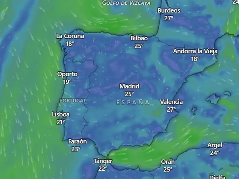 mapa-de-espana-con-indicadores-de-alerta-amarilla-por-lluvias-fuertes|Foto: windy.com