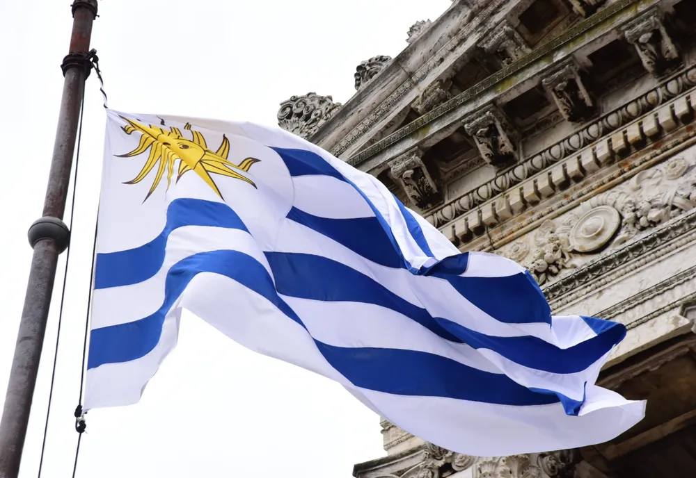 Bandera de Uruguay en las afueras del Palacio Legislativo | Foto: Darwin Borrelli