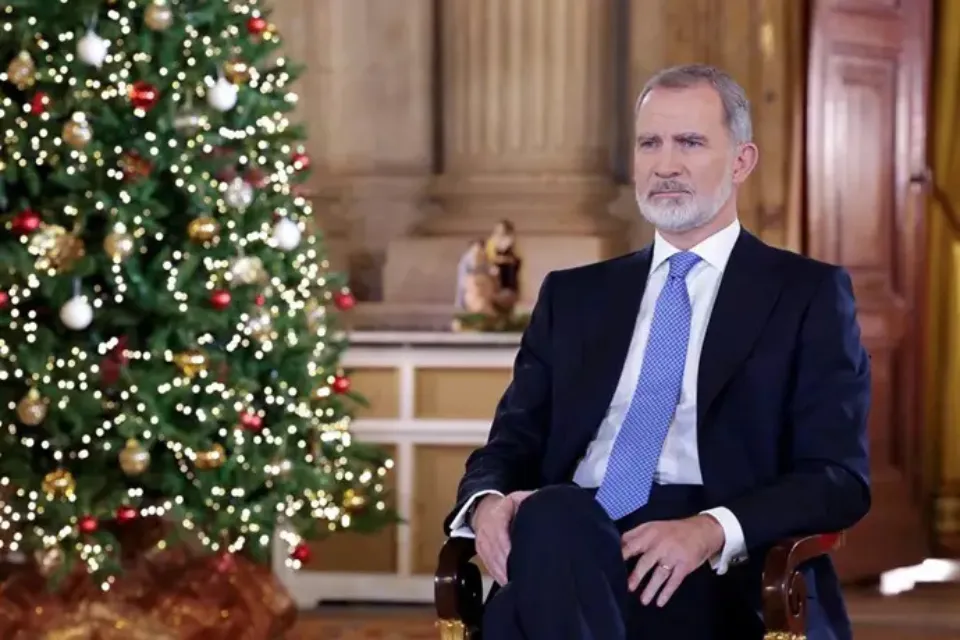 El Rey Felipe VI durante el tradicional Mensaje de Navidad en el Palacio Real. - Casa de S.M. El Rey/Europa Press 